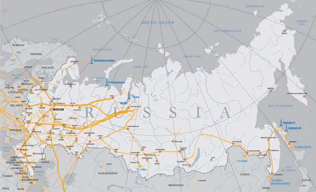Карта газопроводов россии